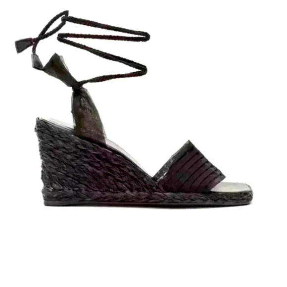 STUART WEITZMAN Vintage Black Espadrilles lace up Heel Wedges. Size 7 - Picture 1 of 16